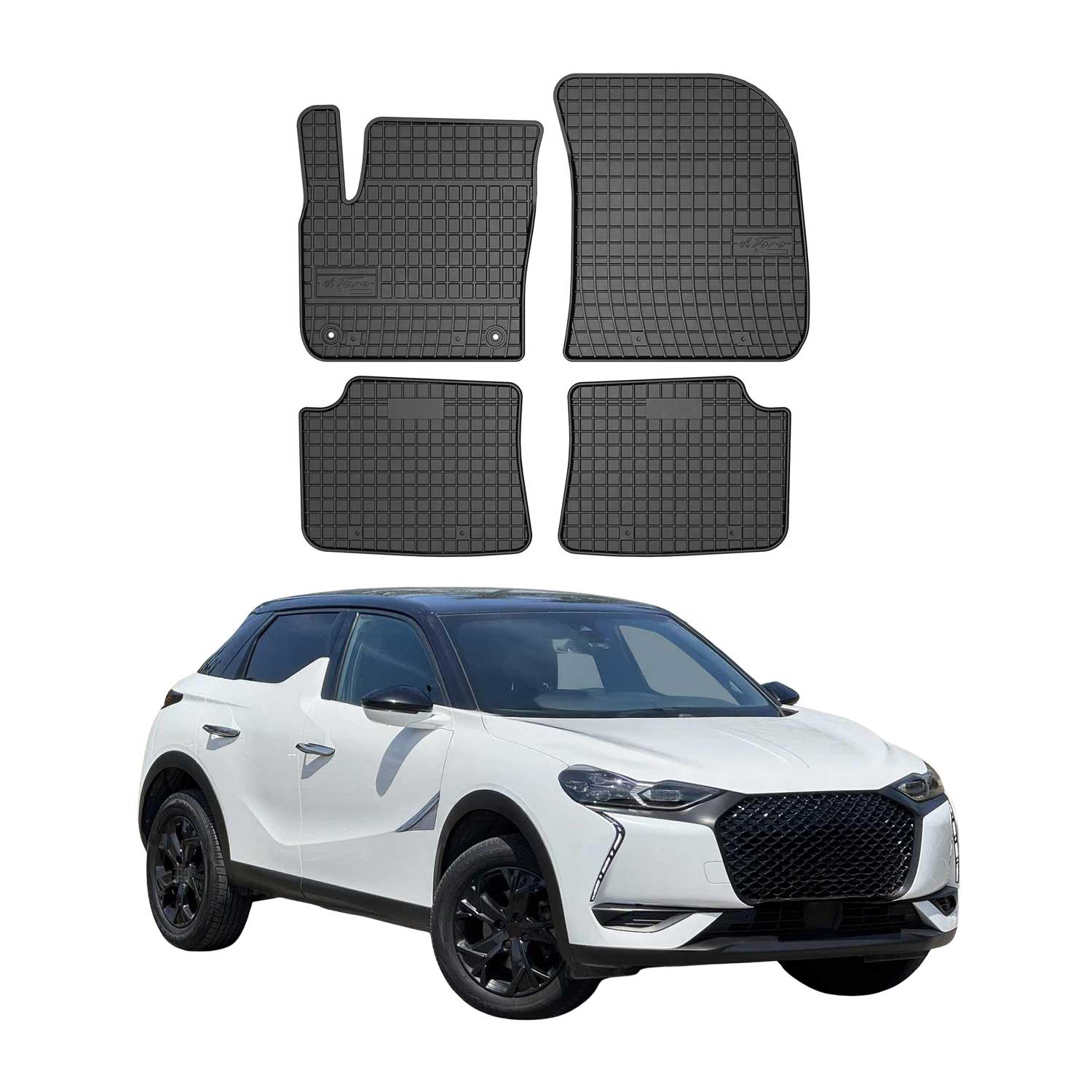 Tapis de Sol pour DS DS3 Crossback E-Tense 2018-2022 Noir Caoutchouc