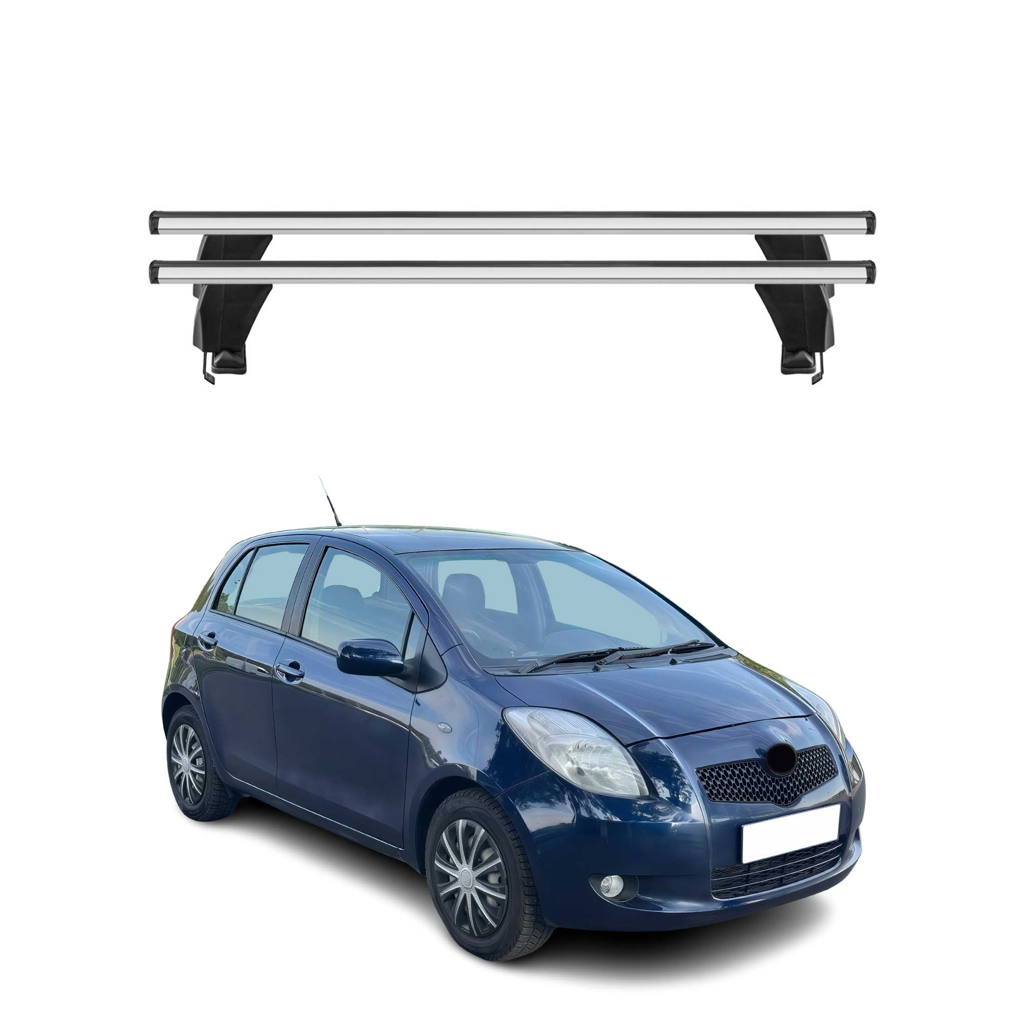 Menabo Barres de toit Transversales pour Toyota Yaris 2005-2011 Gris ABE 2x