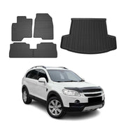 Kit Tapis de sol et coffre pour Chevrolet Captiva 2006-2018 TPE Noir