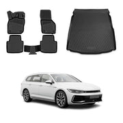 Kit Tapis de Sol et Coffre pour VW Passat B8 Berline 2019-23 Facelift Noir TPE