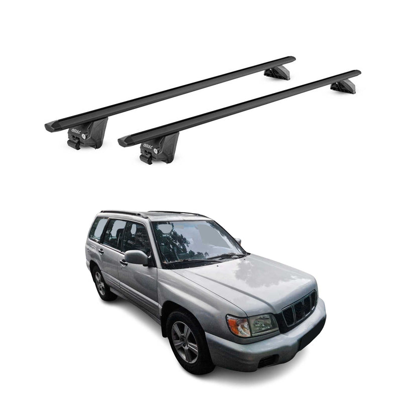 Barres de toit transversales pour Subaru Forester SF 1997-2002 Alu Noir 2x ABE