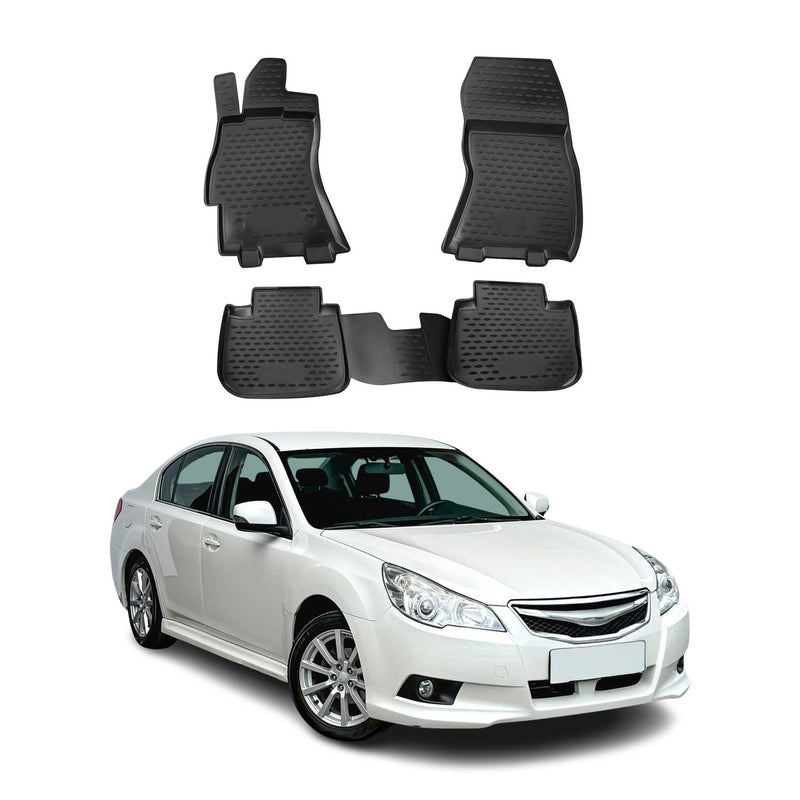 Tapis de sol pour Subaru Legacy 2009-2014 en caoutchouc TPE 3D Noir 4Pcs