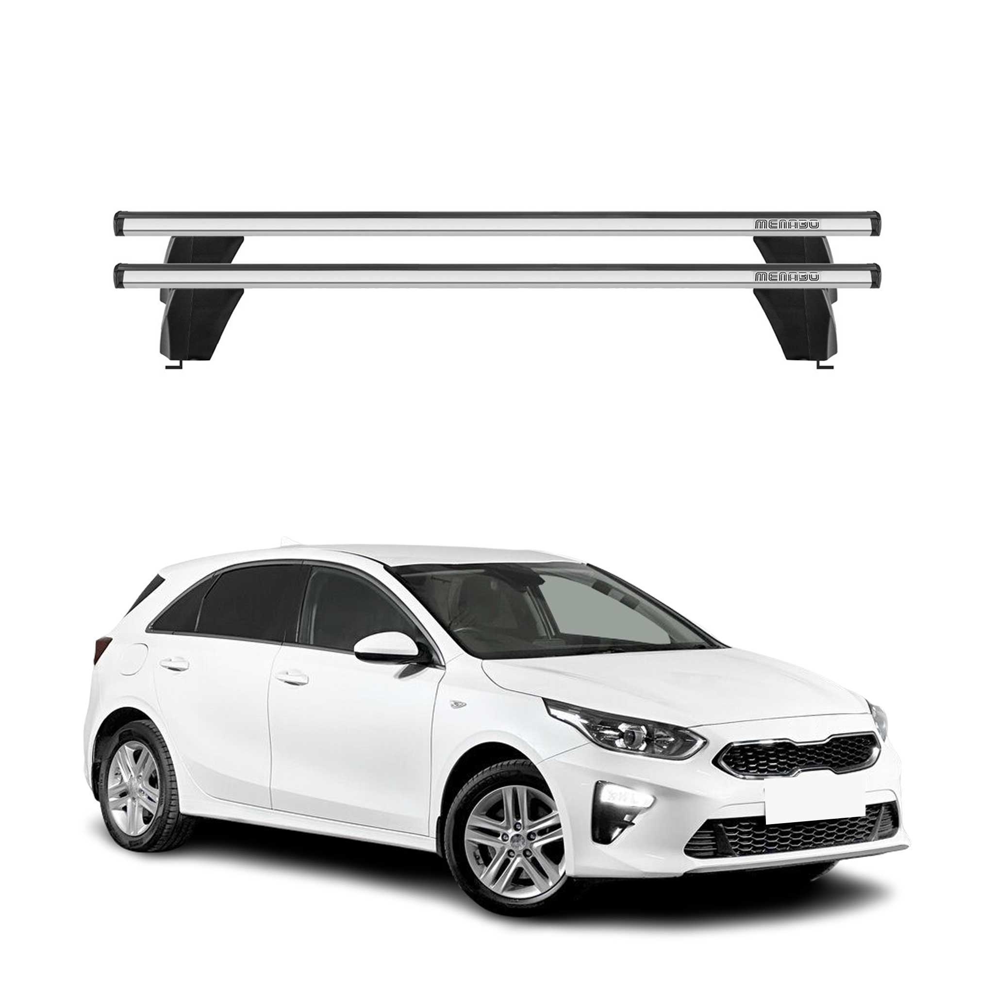 Menabo Barres de toit Transversales pour Kia Ceed 2018-2025 Alu Gris ABE 2x