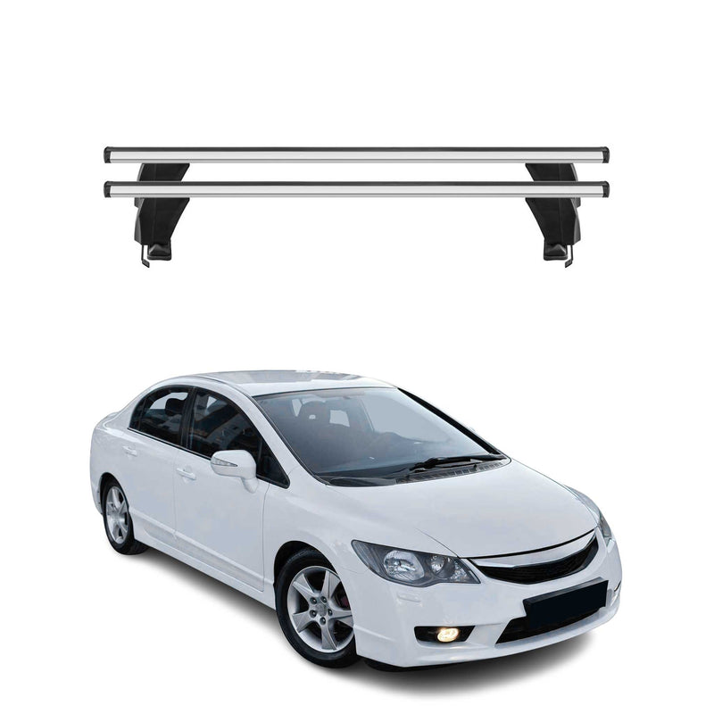 Menabo Barres de toit Transversales pour Honda Civic VIII 2006-2011 Alu Gris ABE