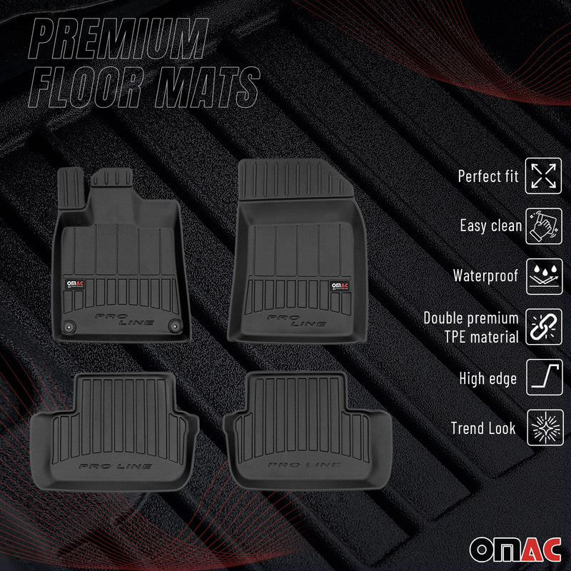 OMAC Tapis de sol caoutchouc pour Peugeot 407 Berline SW 2004-2011 Noir Premium