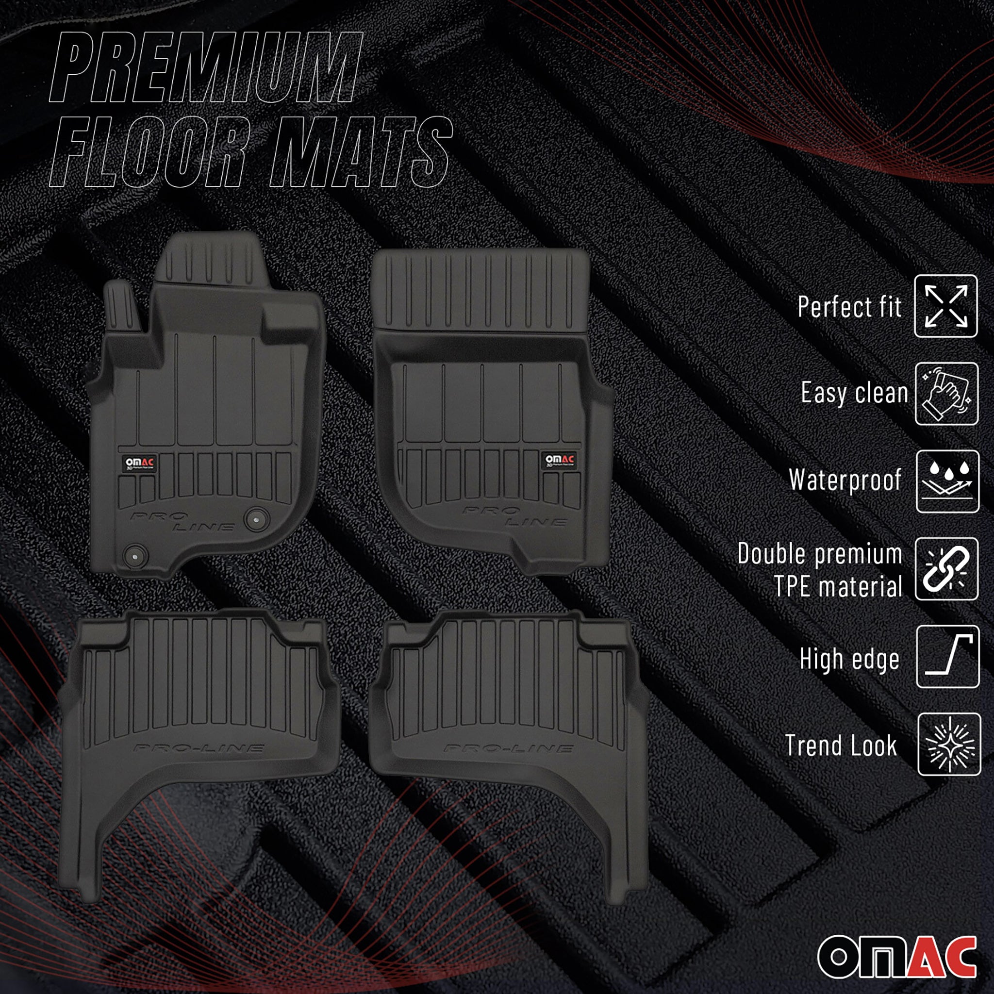 Tapis de Sol pour Mitsubishi L200 2019-2026 Caoutchouc TPE Noir