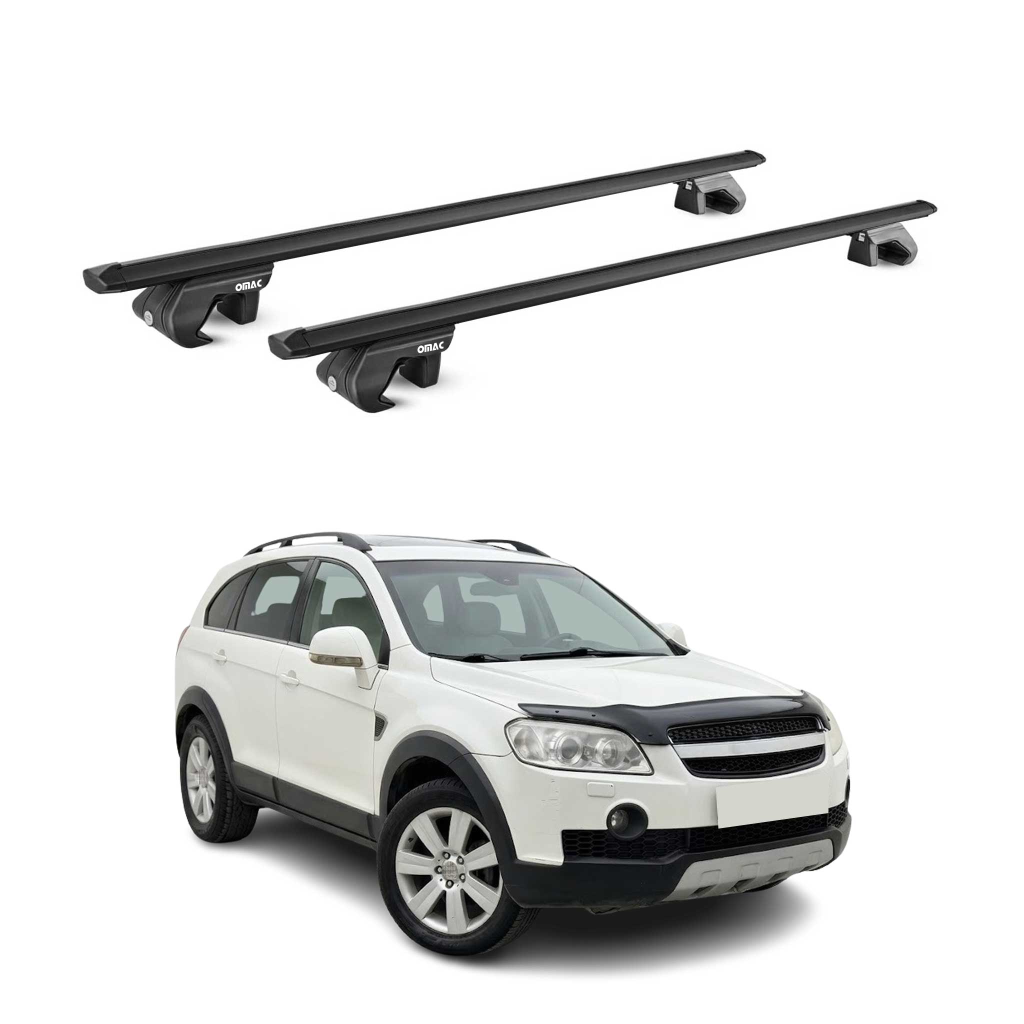 Barres de toit transversales pour Chevrolet Captiva 2006-2016 Aluminium Noir ABE