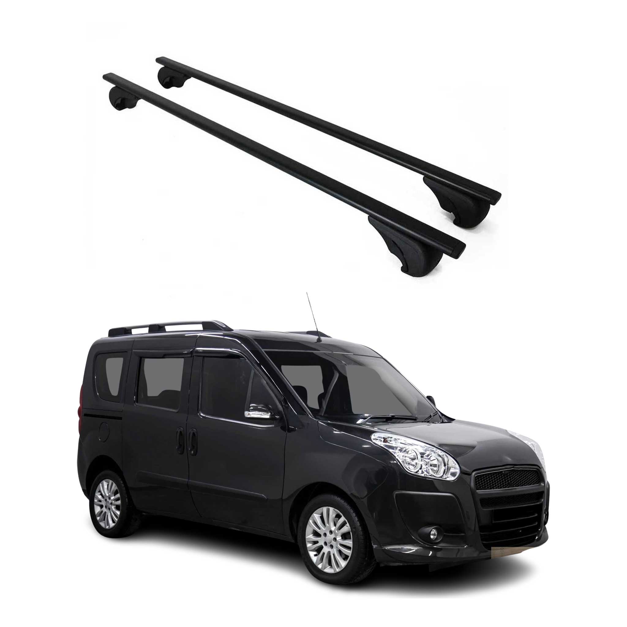Barres de toit Transversales pour Fiat Doblo 2010-2021 Fer Noir