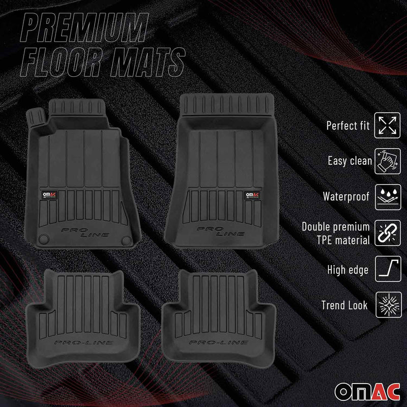 Tapis de Sol Voiture pour Mercedes Classe C W203 2000-2007 Caoutchouc TPE Noir