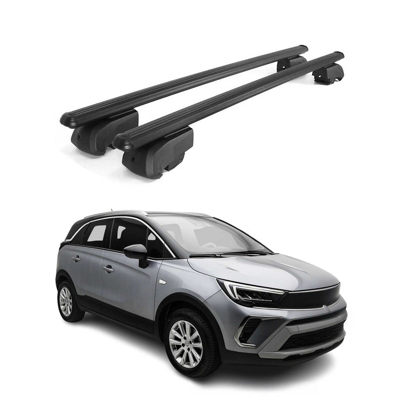 Barres de toit Transversales pour Opel Crossland X 2017-2023 Alu Noir ABE