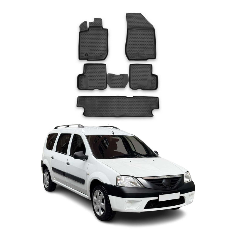 Tapis de sol pour Dacia Logan MCV 2006-2024 7Places en caoutchouc TPE 3D Noir 5x