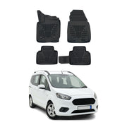 Tapis de sol pour Ford Courier 2014-2023 Noir 3D en Caoutchouc TPE 4Pcs