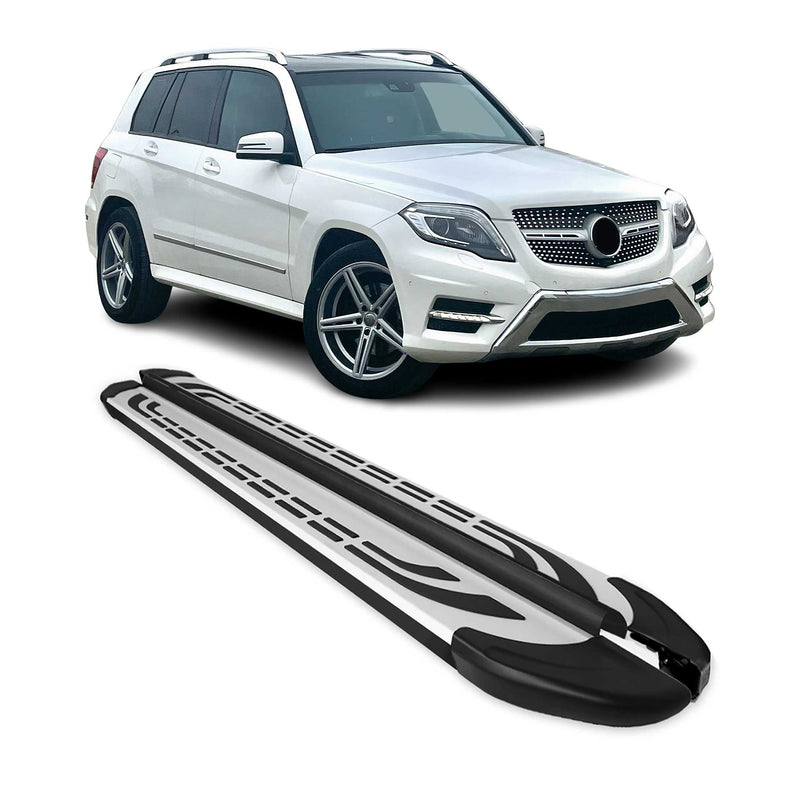 Marchepieds Latéraux pour Mercedes GLK X204 2008-2015 Aluminium Gris Noir 2Pcs