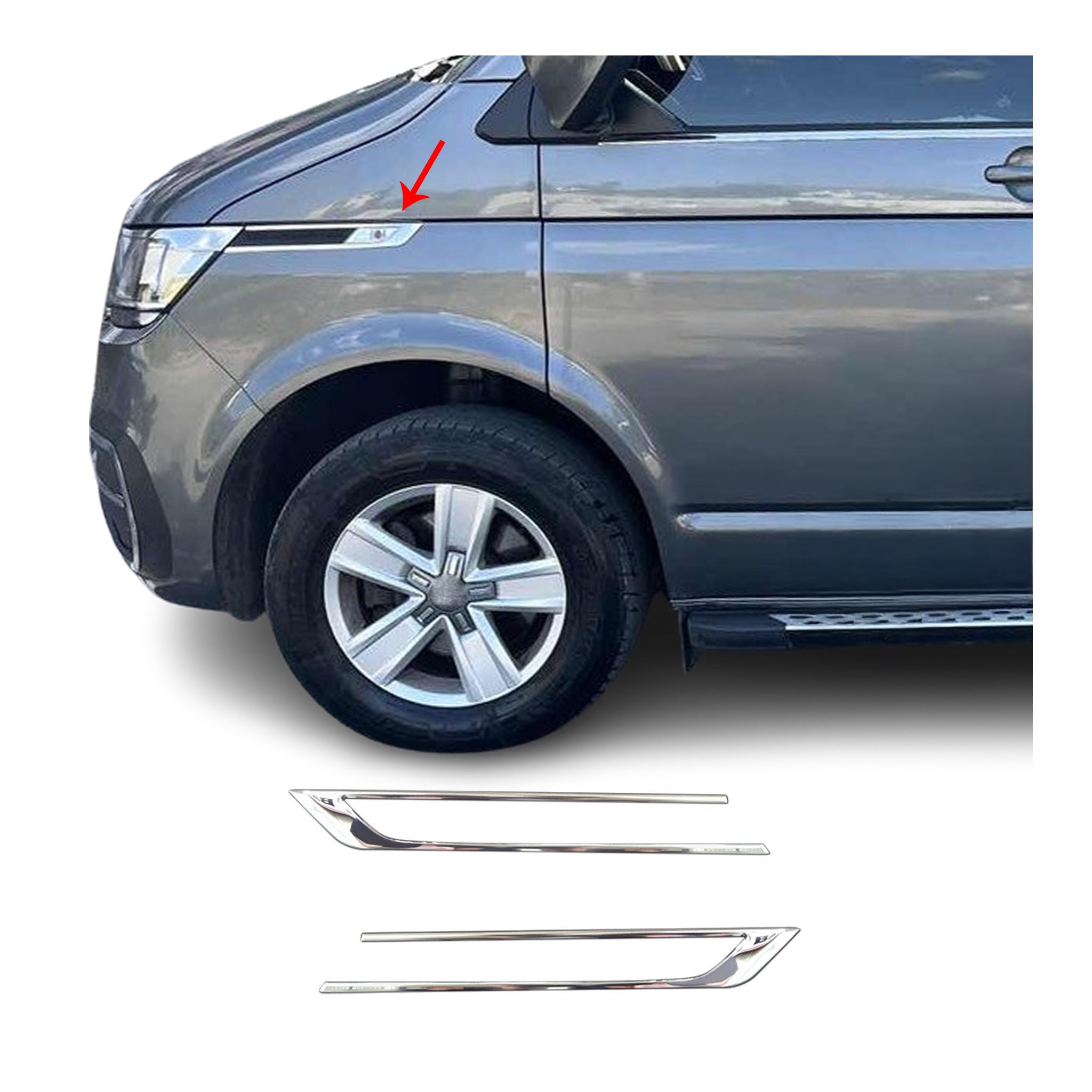 Cadre de Clignotant pour VW T6.1 Transporter 2019-2024 acier inoxydable 2Pcs