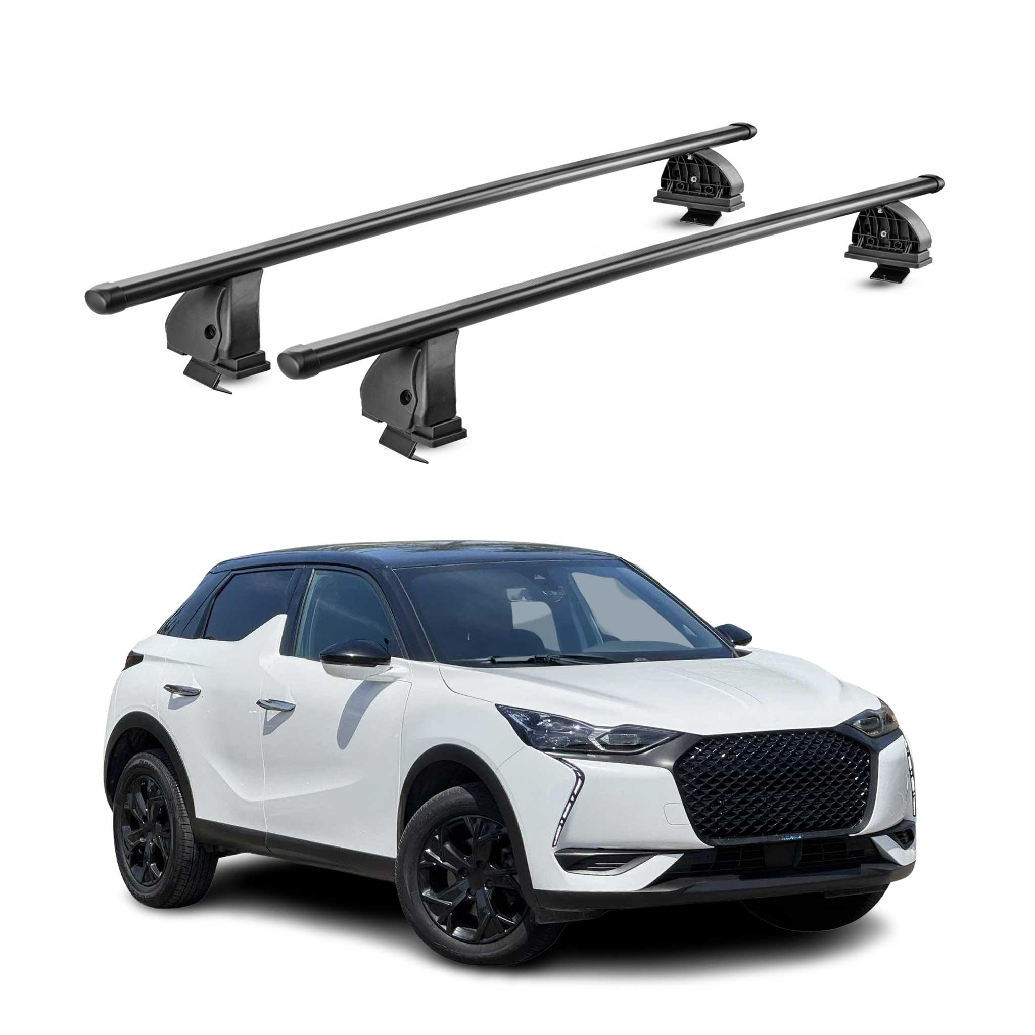 Barres de toit transversales acier pour DS 3 Crossback 2018-2026 TÜV Noir 2Pcs
