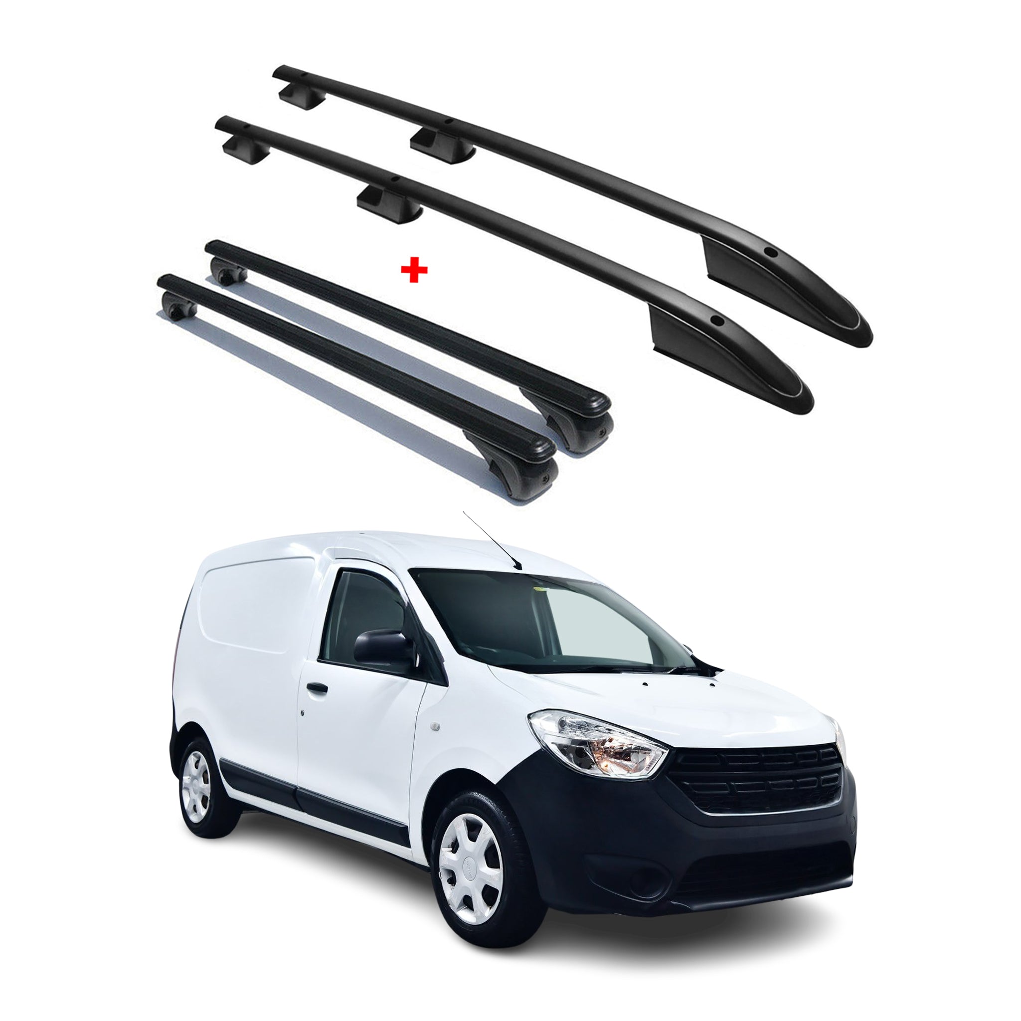 Kit Barres de toit pour Dacia Dokker 2012-2021 Noir Alu 4x