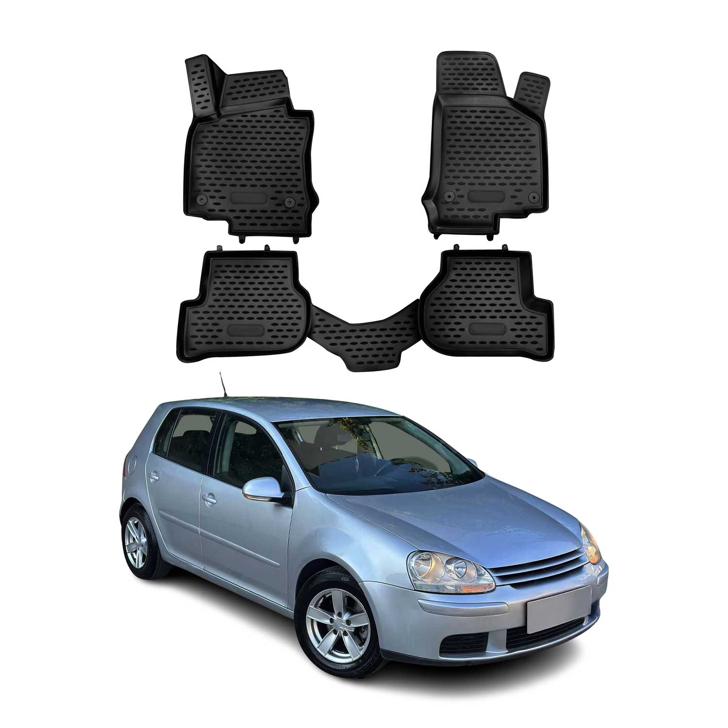 OMAC Tapis de sol pour VW Golf Mk5 Variant 2007-2009 en caoutchouc Noir