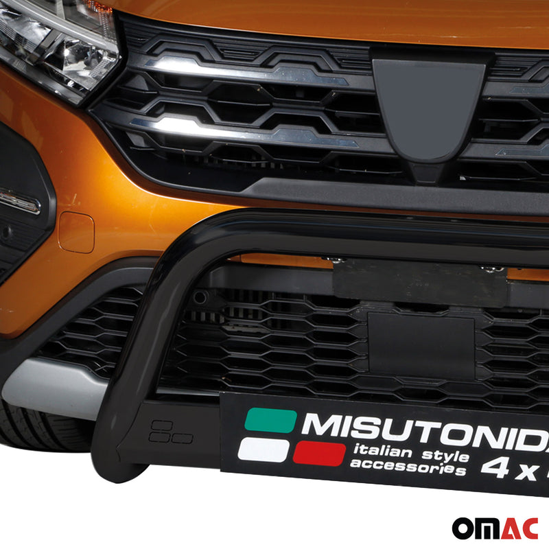 Pare-buffle Avant pour Dacia Sandero Stepway 2021-2025 63mm en Acier Inox Noir