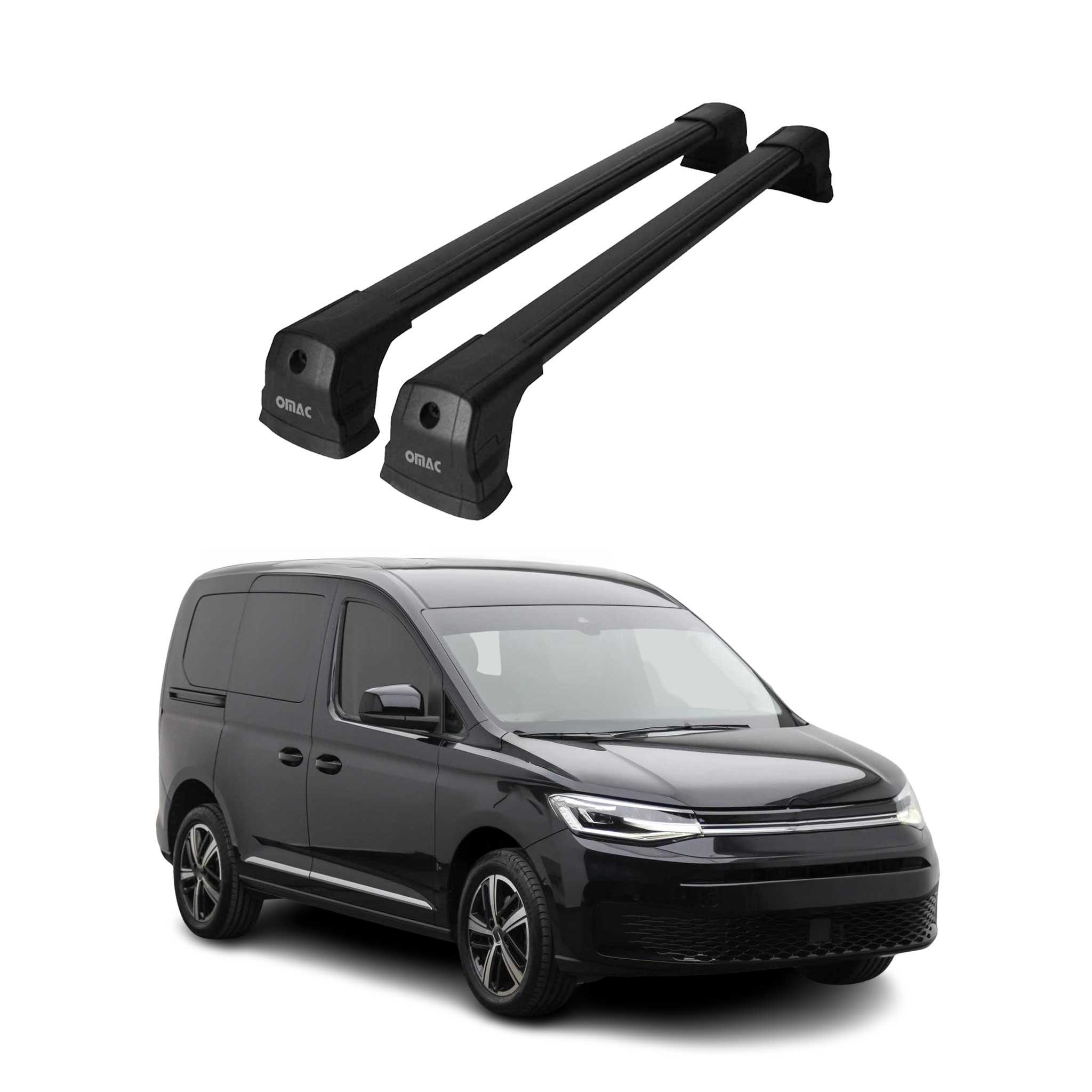 Barres de toit transversales pour VW Caddy 2020-2026 Aluminium Noir