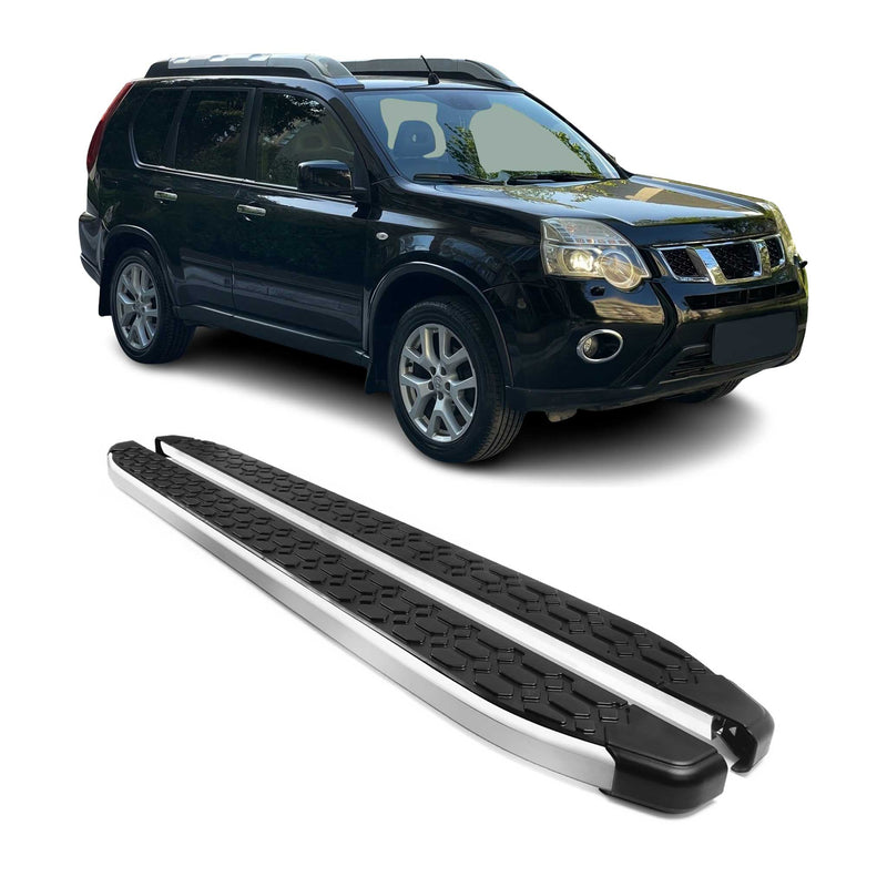 Marchepieds Latéraux pour Nissan X-Trail T31 2007-2014 Gris Noir Aluminium 2Pcs