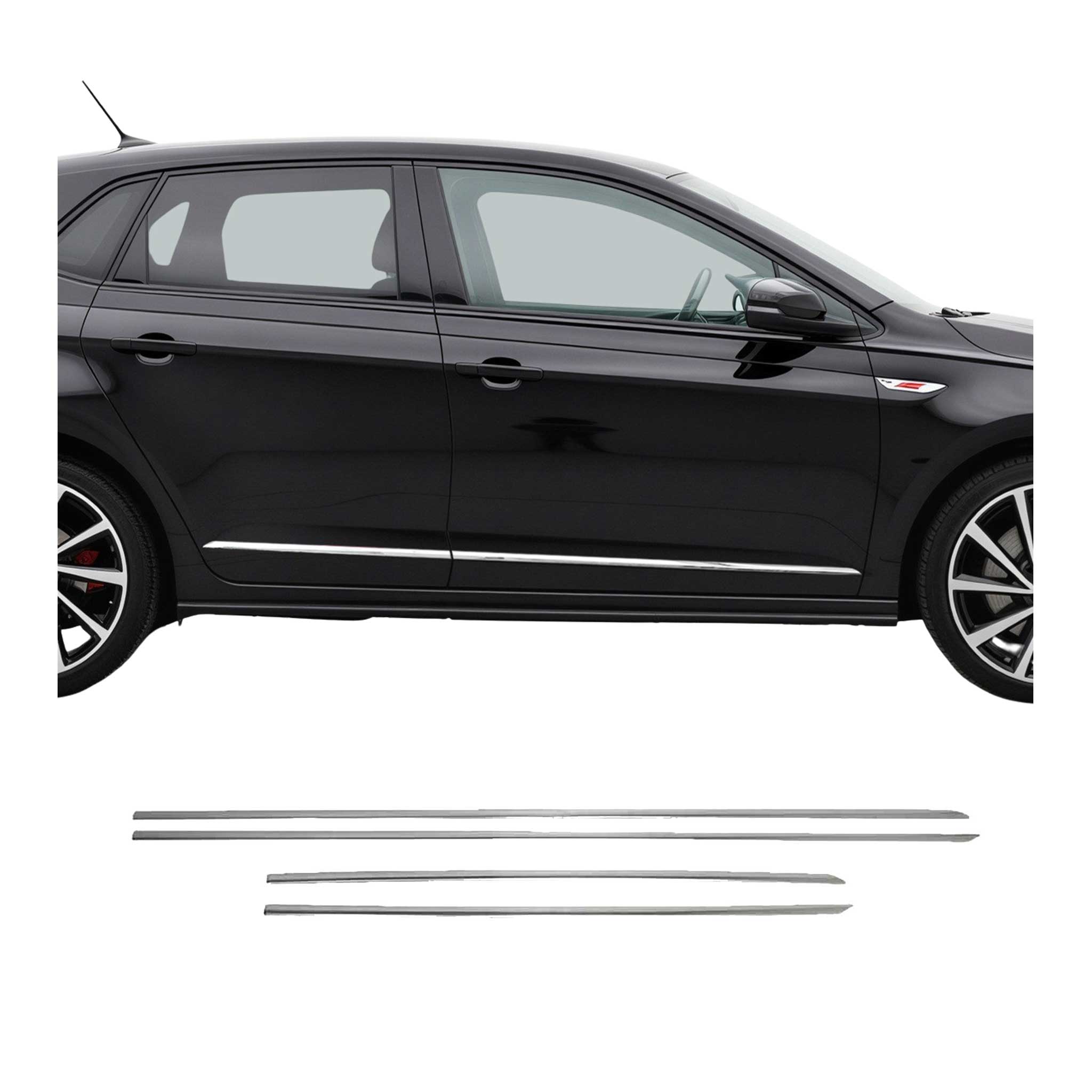 Bande baguette de porte latérale pour VW Polo 2017-2021 en acier inoxydable 4Pcs