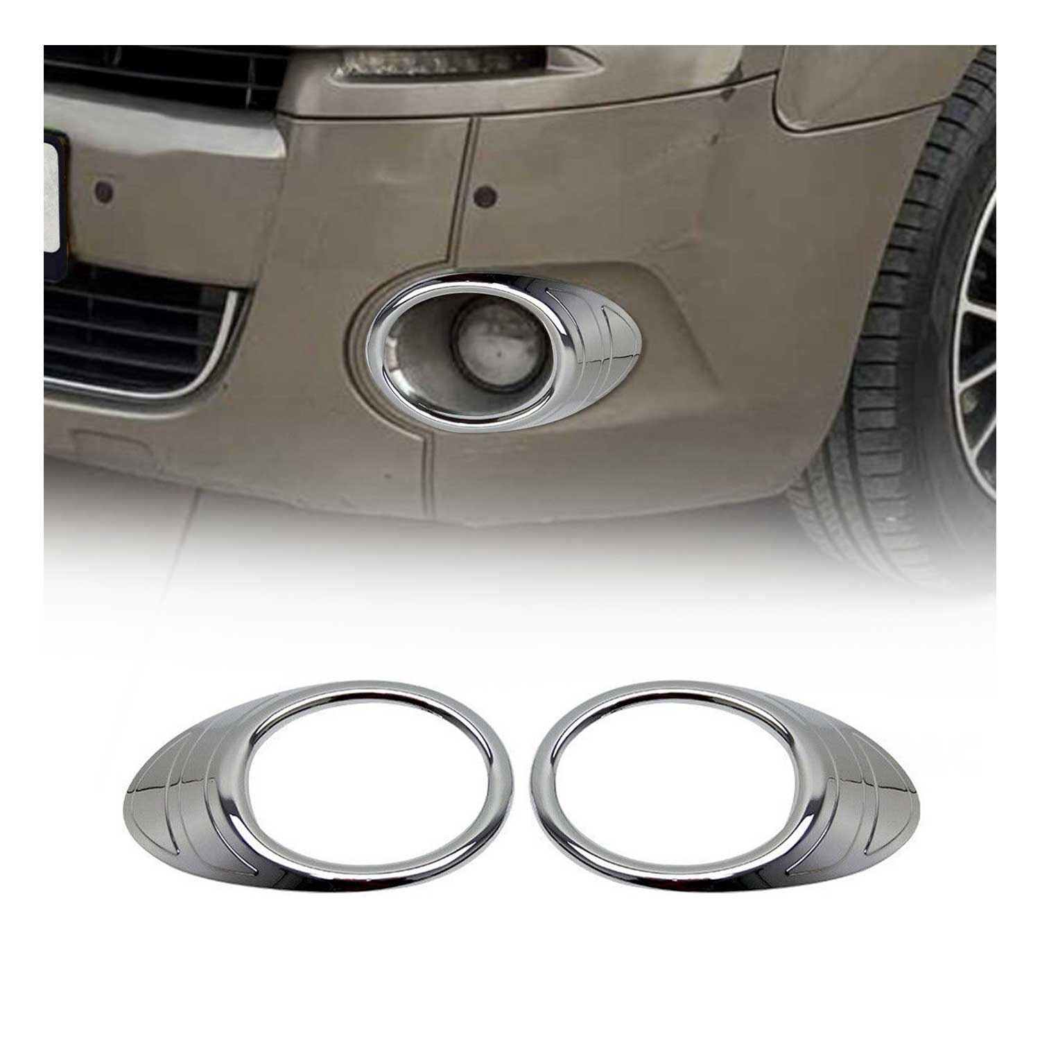 Cadres de Phares Antibrouillard avant pour Peugeot Partner 2008-2012 ABS Chromé