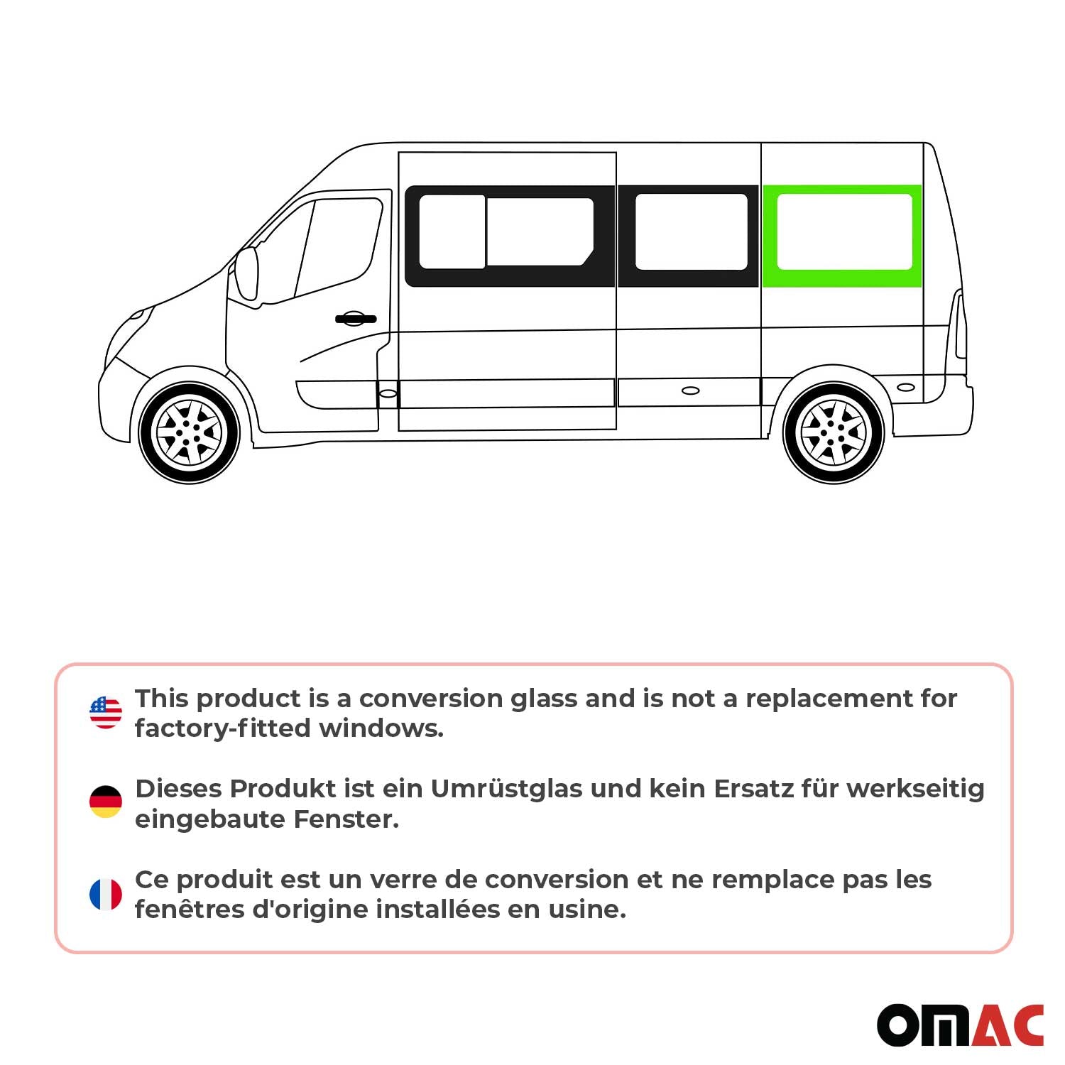 Vitre de Porte pour Opel Movano 2010–2021 Gauche Porte non coulissante L3 L4