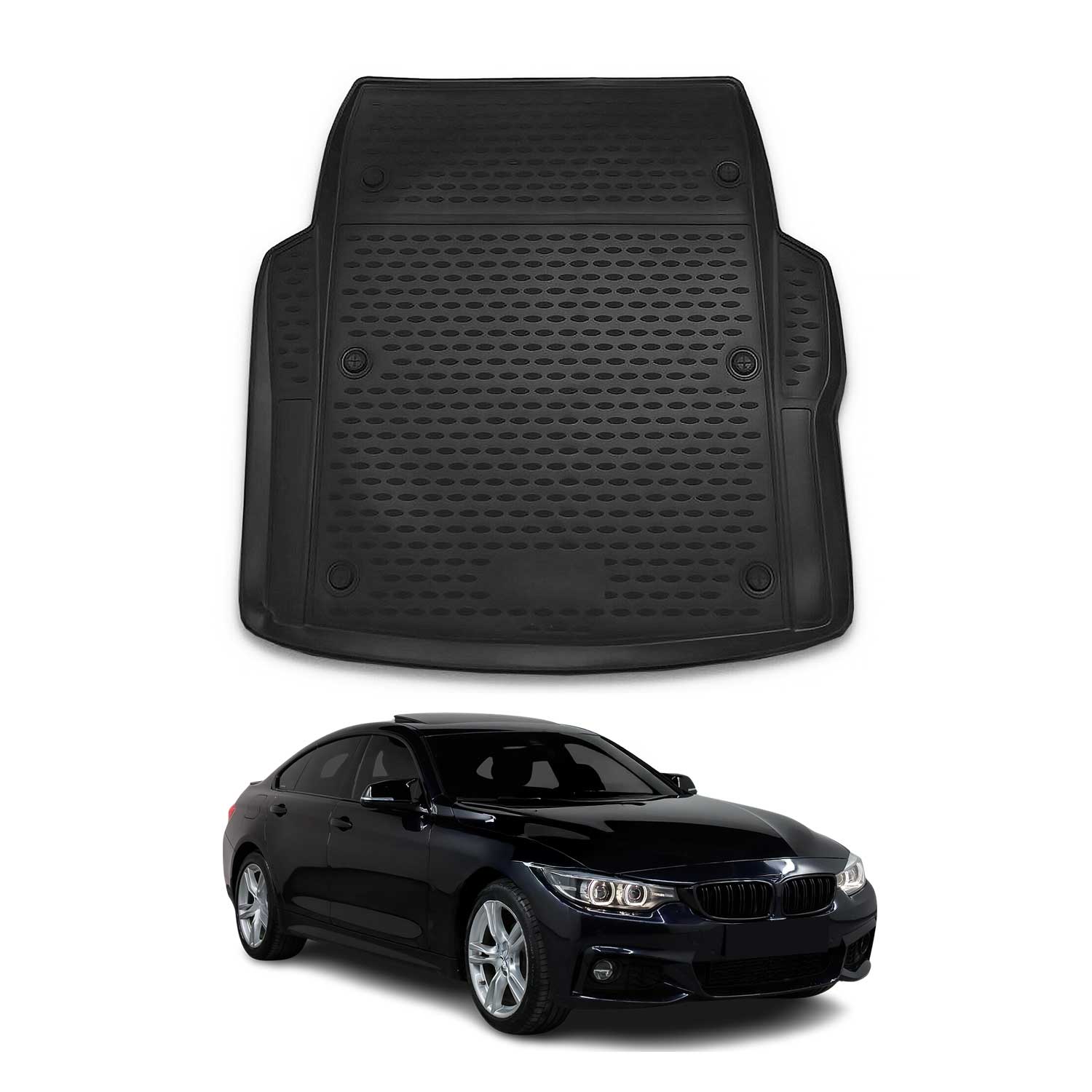 OMAC Tapis de coffre pour BMW Serie 4 F32 2013-2020 en caoutchouc TPE noir