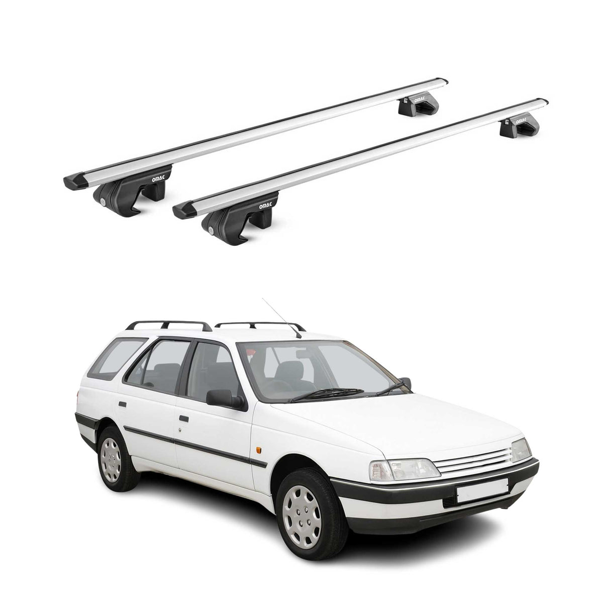 Barres de toit transversales pour Peugeot 405 Break 1988-1997 Alu Gris 2x ABE
