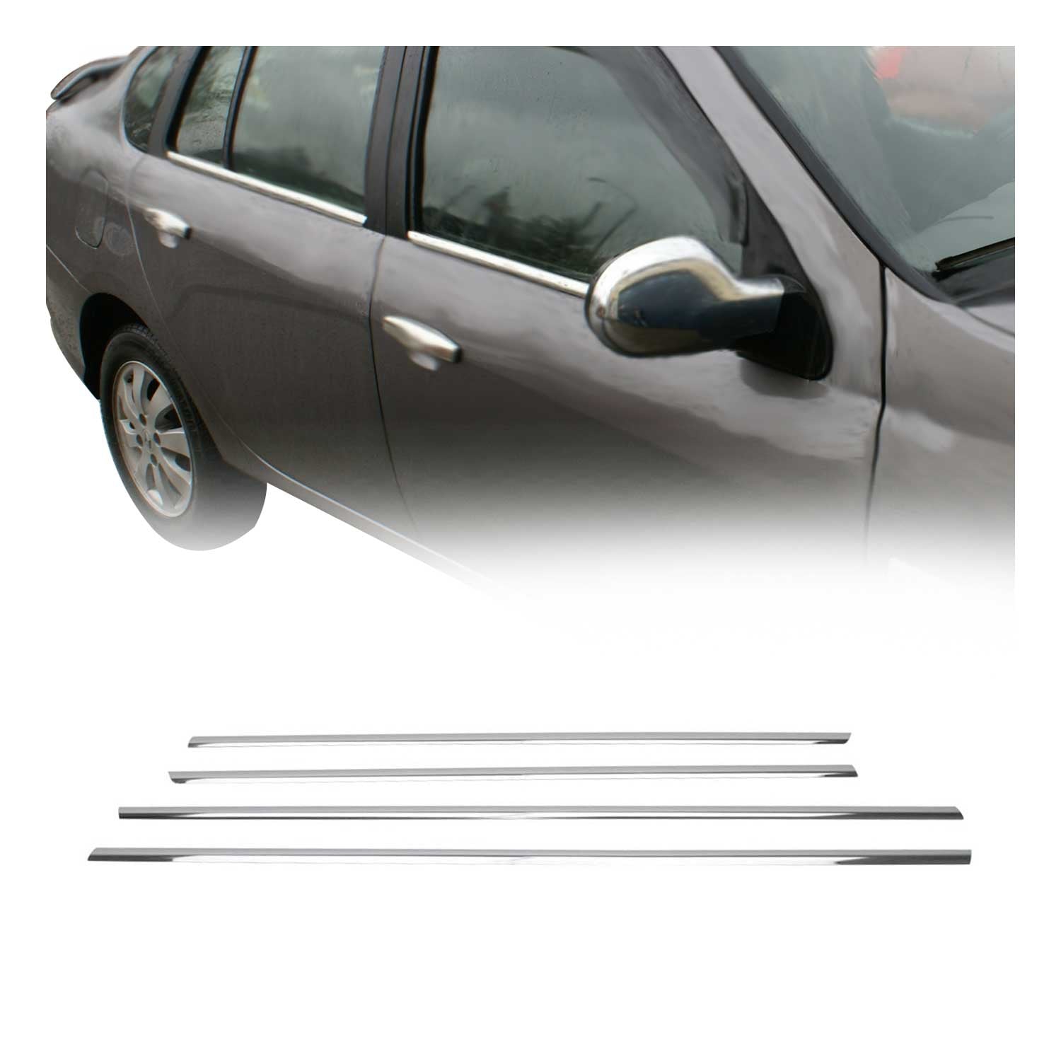 Garniture de Fenêtre pour Renault Thalia Berline 2009-2013 Acier Inox 4Pcs