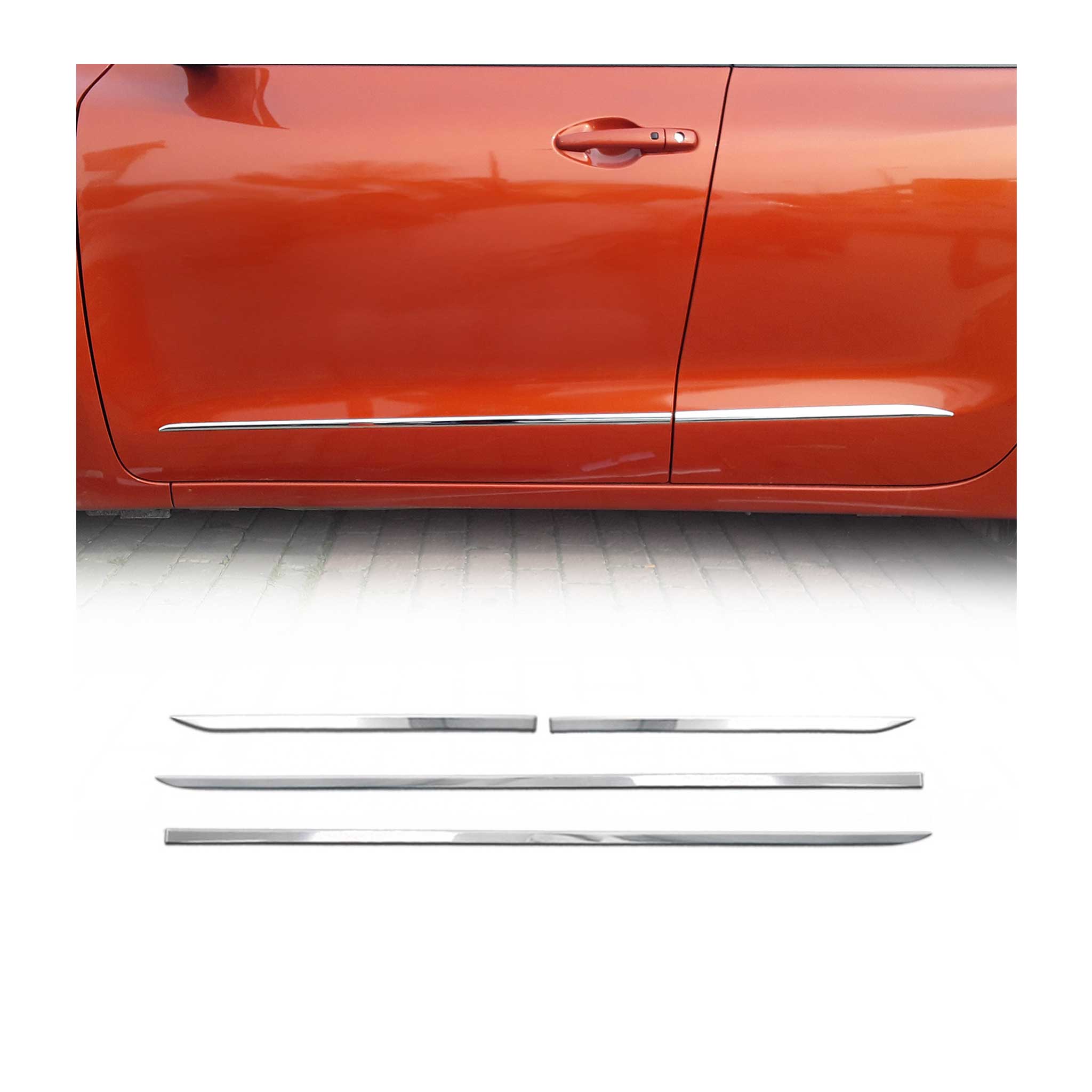 Garniture Baguette de porte latérale pour Fiat 600e 2023-2025 HB inox 4Pcs