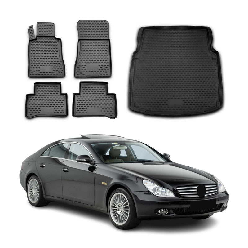 Kit Tapis de sol et coffre pour Mercedes Classe CLS W219 2004-2010 en Caoutchouc
