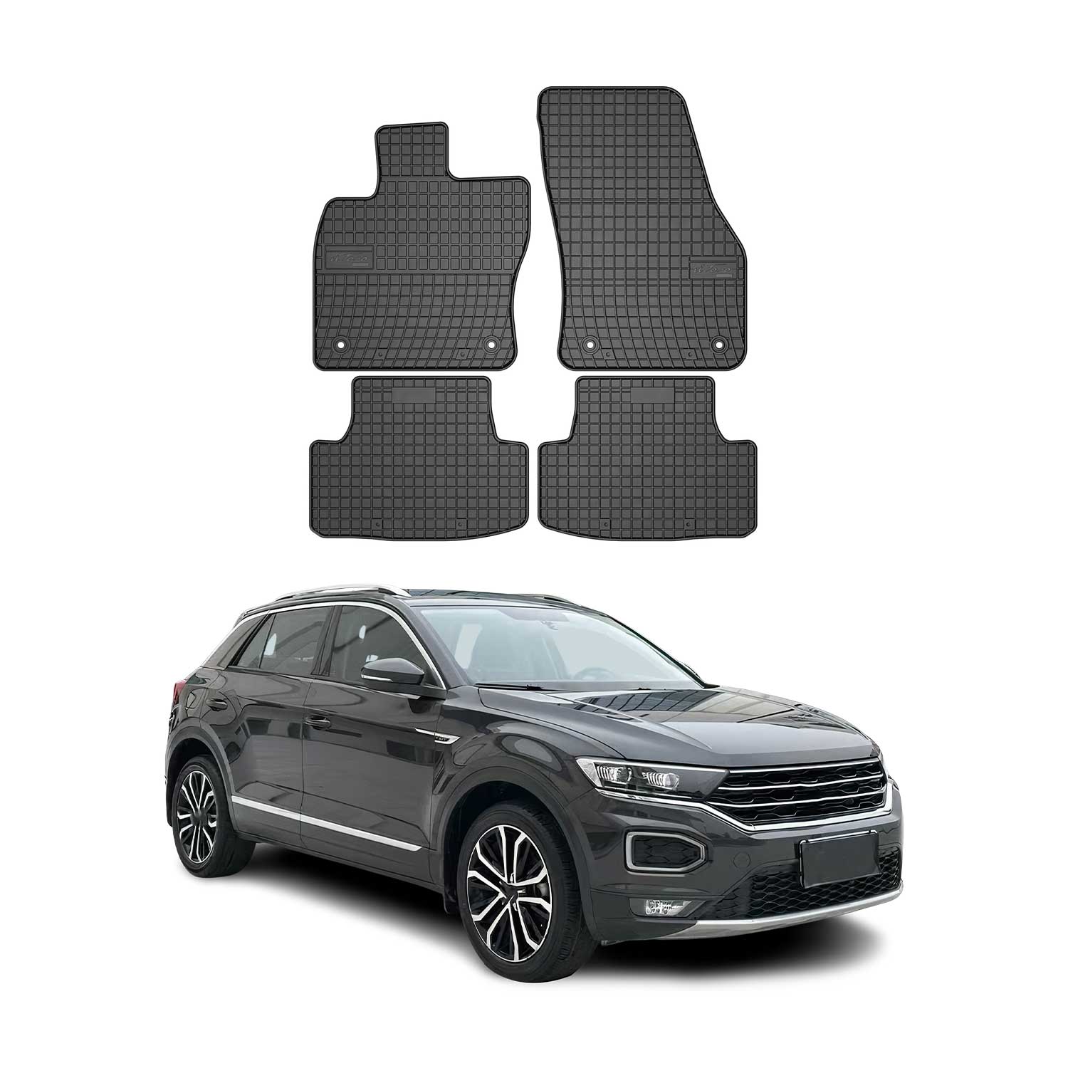 OMAC Tapis de sol pour VW T-Roc 2017-2025 Noir Caoutchouc TPE 4x