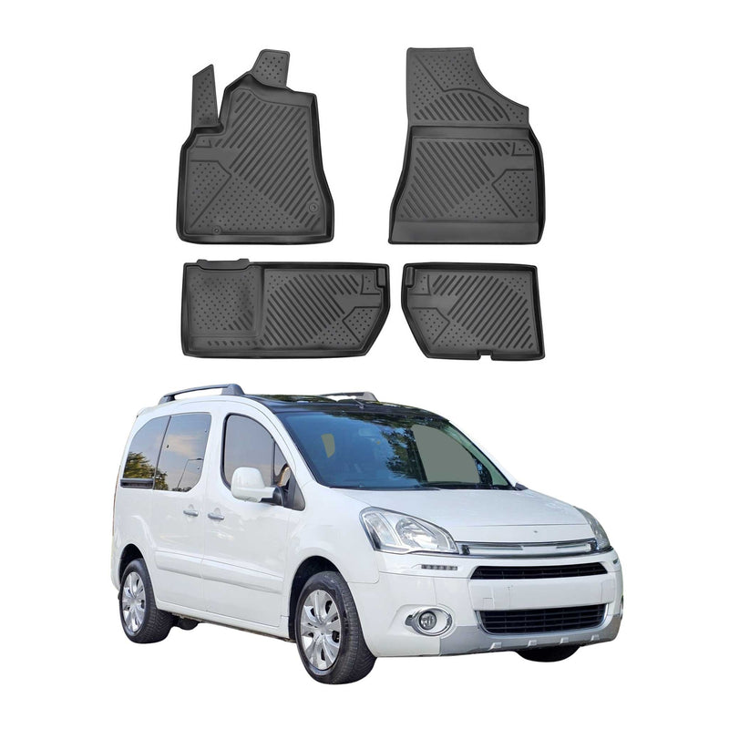OMAC Tapis de sol pour Citroen Berlingo Multispace 2009-2018 en caoutchouc Noir