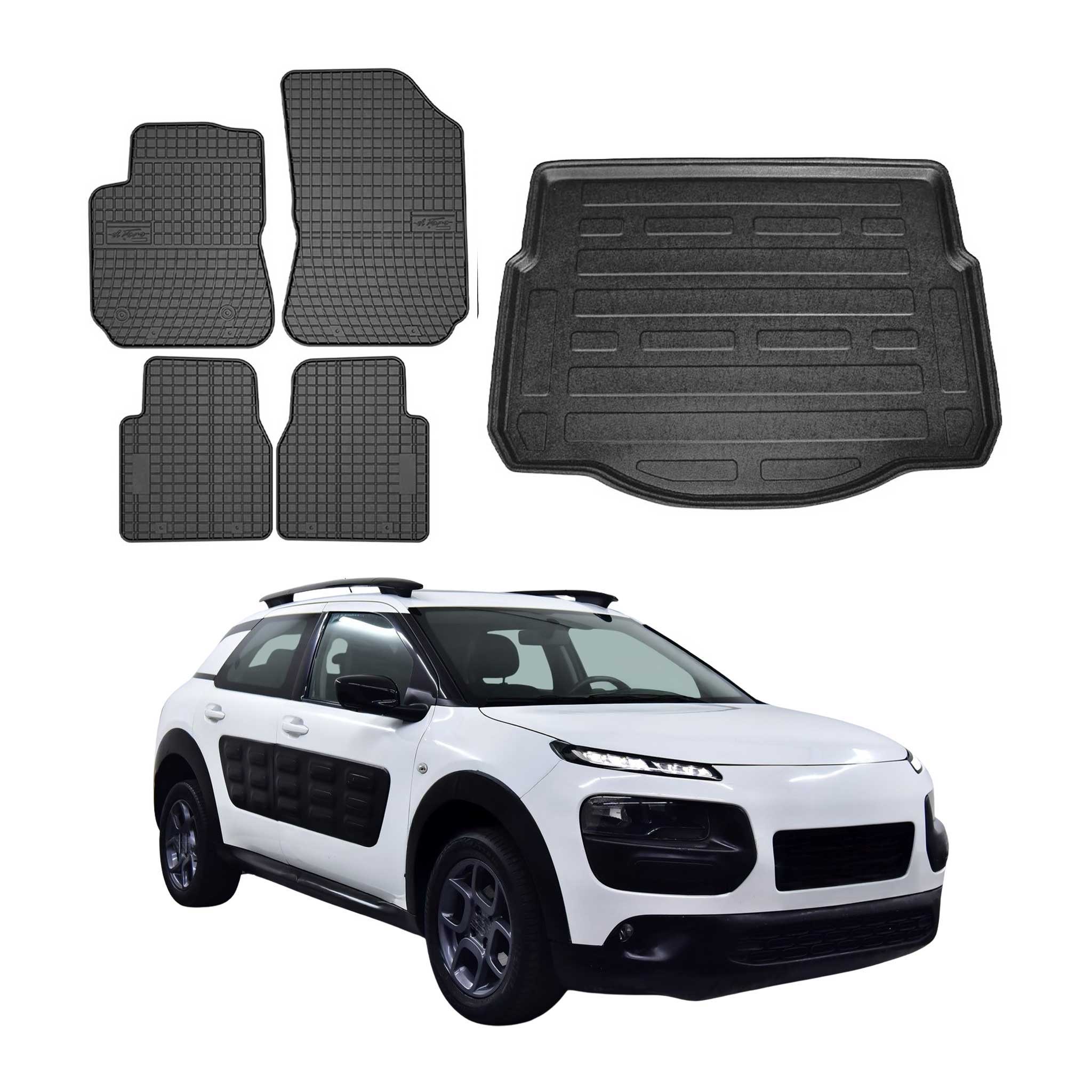 Kit Tapis de sol et coffre pour Citroen C4 Cactus 2018-2024 TPE Noir