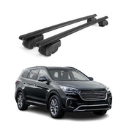 Barres de toit pour Hyundai Santa Fe III / Grand Santa Fe 2013-2018 Alu Noir 2x