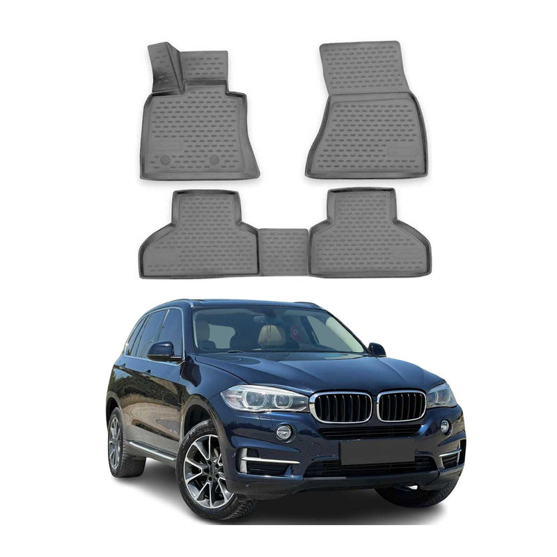 OMAC 3D Tapis de sol pour BMW X5 F15 F85 2013-2018 en caoutchouc TPE Gris 4Pcs