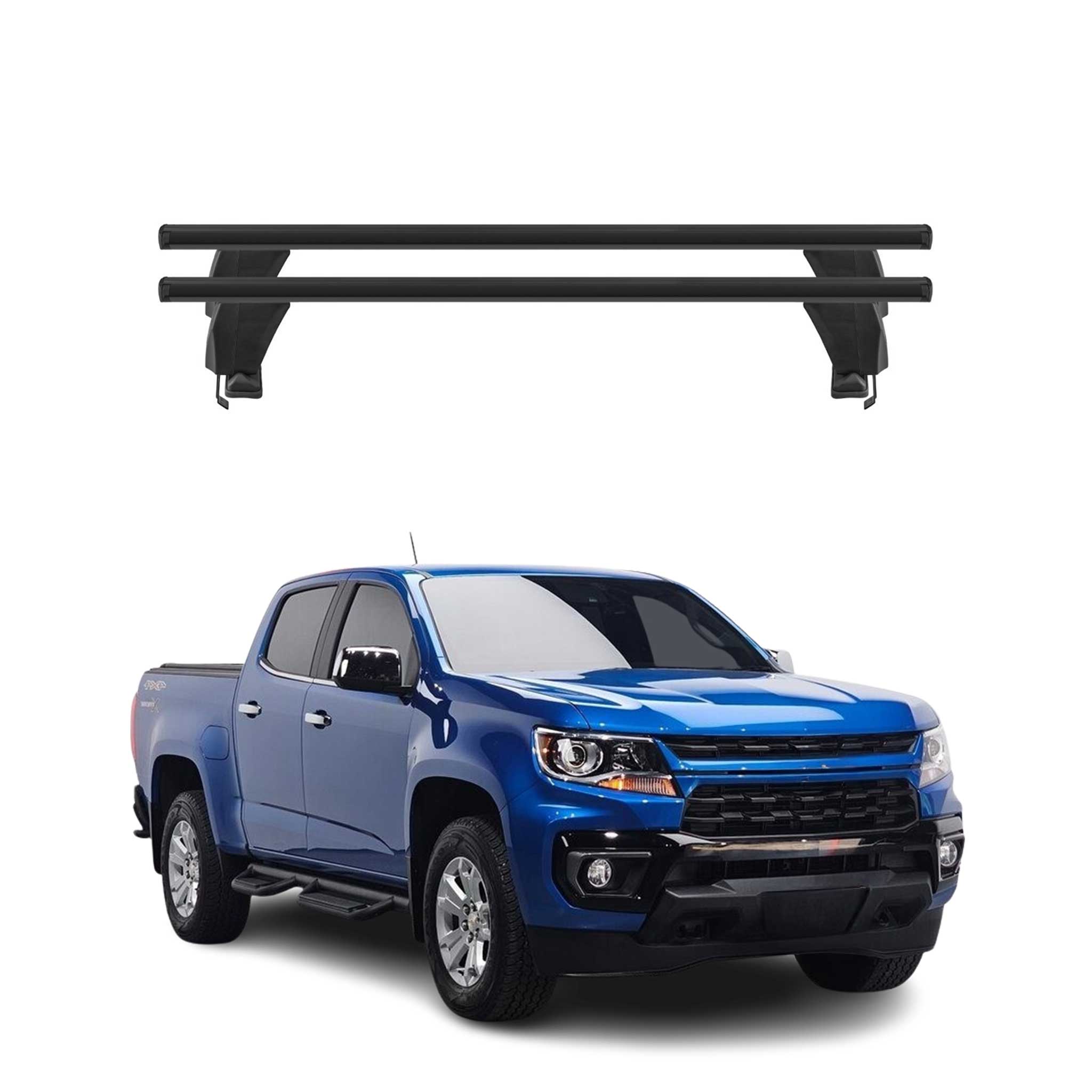 Barres de toit Transversales pour Chevrolet Colorado 2023-26 4Portes Alu Noir 2x