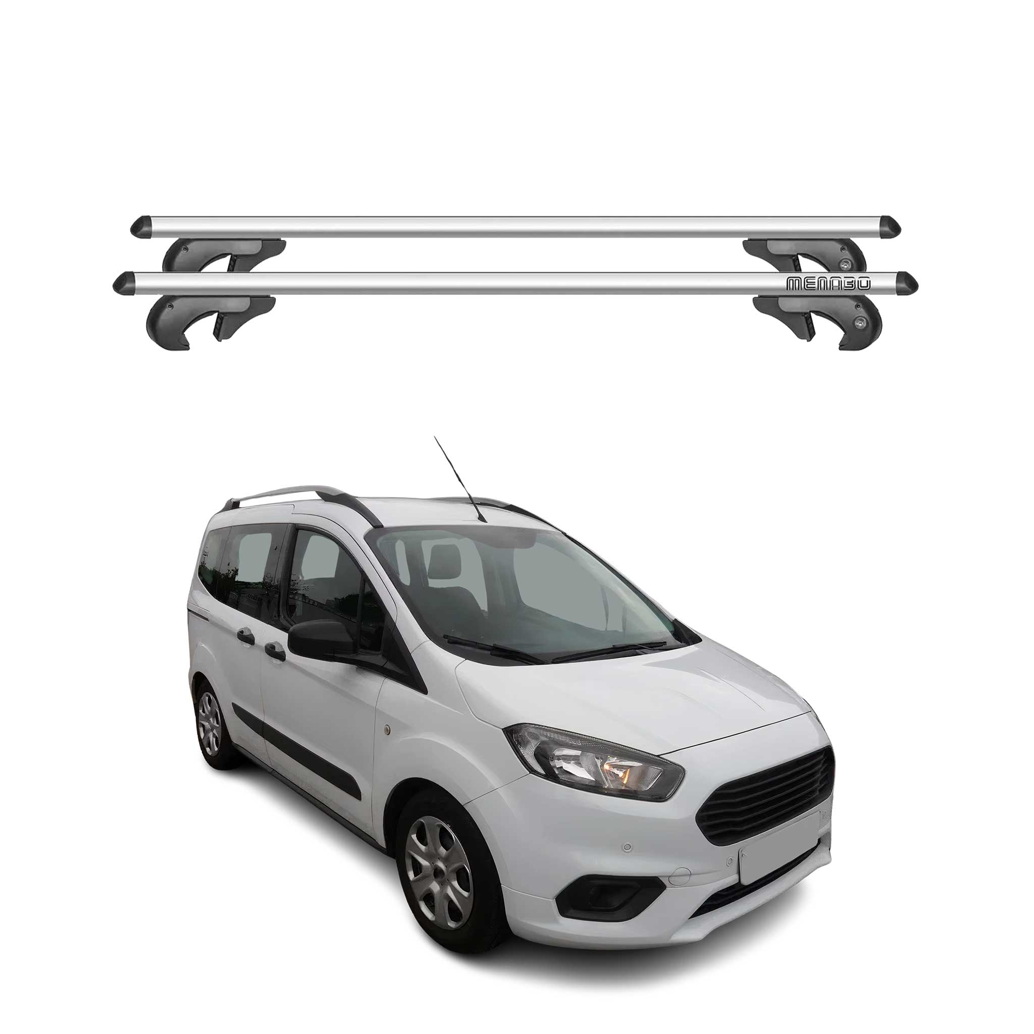 Barres de toit pour Ford Tourneo Courier 2018-2023 Alu Gris Auto 90kg 2x