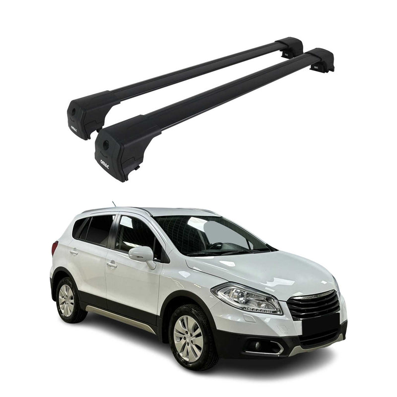 Barres De Toit Transversales pour Suzuki SX4 S-Cross 2013-2021 Alu Noir ABE