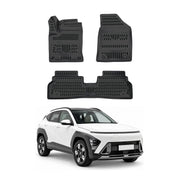 Tapis de sol pour Hyundai Kona 2023-2027 Électrique Noir 3D en TPE 4x