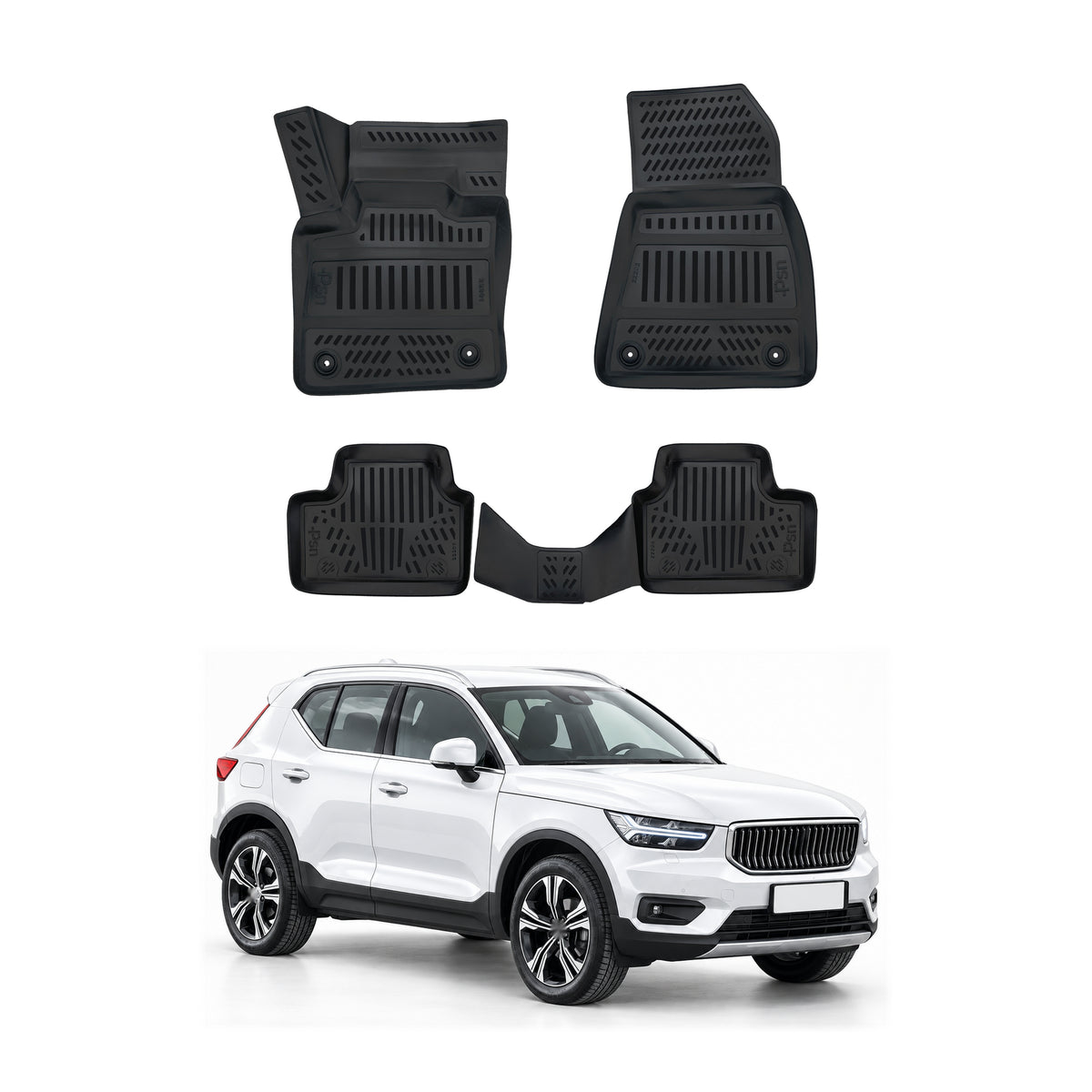 Tapis de sol pour Volvo XC40/EX40 2024-2027 Noir 3D en Caoutchouc TPE 4Pcs