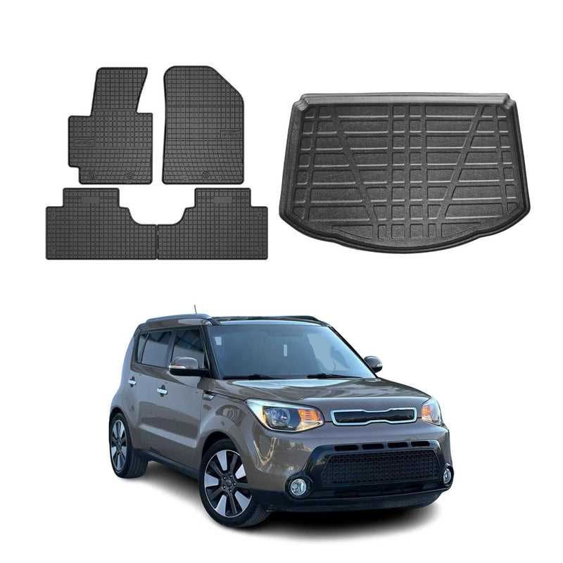 Kit Tapis de sol et coffre pour Kia Soul 2015-2025 TPE Noir