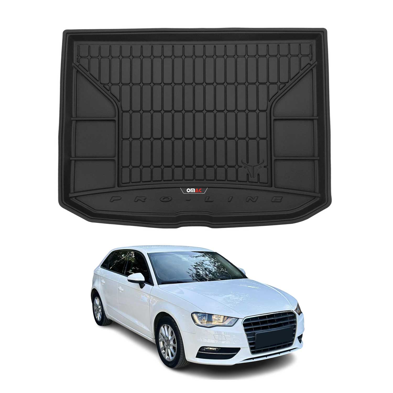 OMAC Tapis de coffre caoutchouc pour Audi A3 8V Sportback 2012-2020 Noir Premium