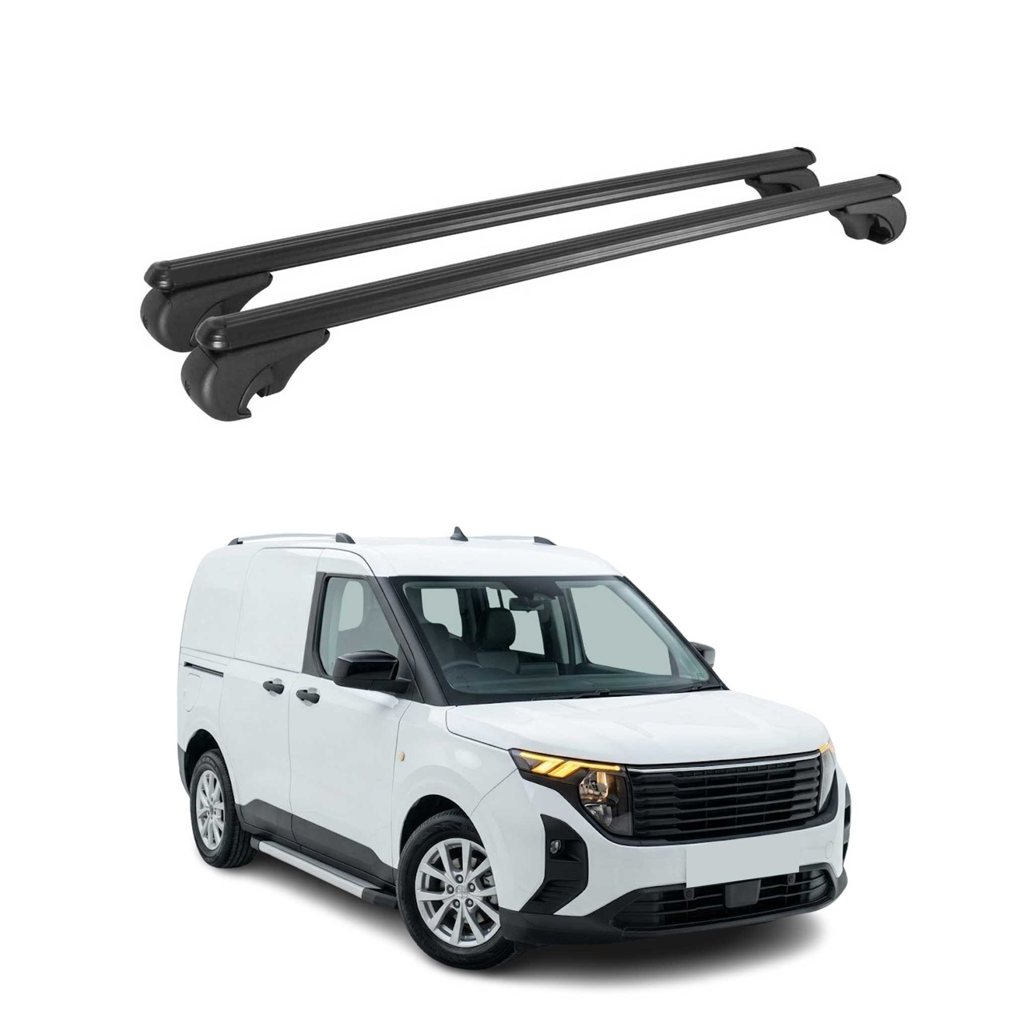 Barres de toit Transversales pour Ford Transit Courier II 2023-2026 TÜV Noir 2x