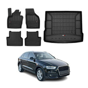 OMAC Kit Tapis de sol et coffre pour Audi Q3 8U 2011-2018 Premium Noir