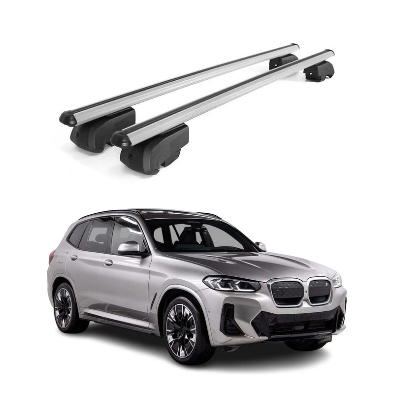 Barres de toit transversales pour BMW IX3 G08 2020-2024 Aluminium Gris 2Pcs