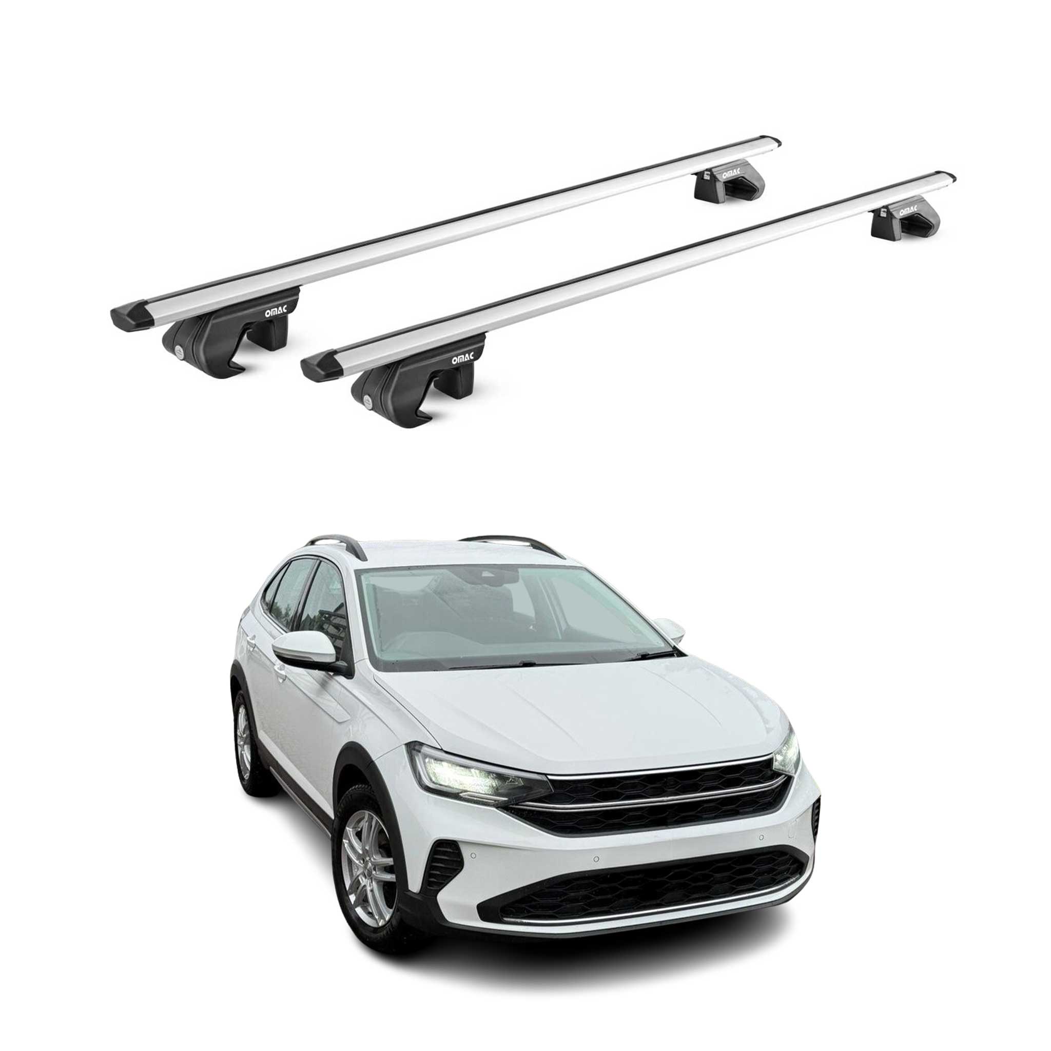 Barres de toit transversales pour VW Taigo 2022-2026 Aluminium Gris 2 pièces ABE