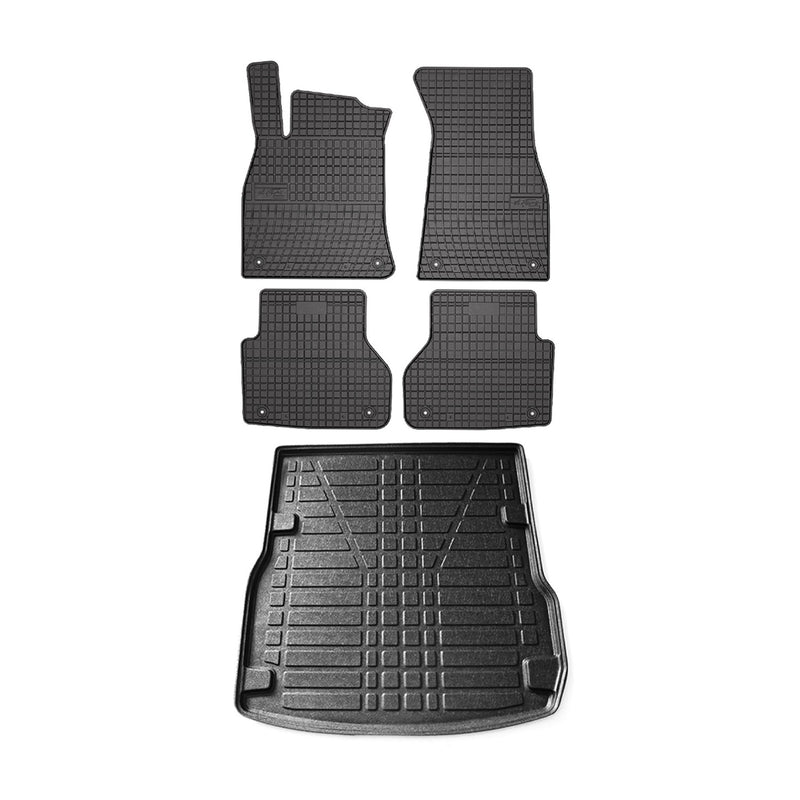 Kit Tapis de sol et coffre pour Audi A6 C8 4A Break Allroad 2018-2024 Noir TPE