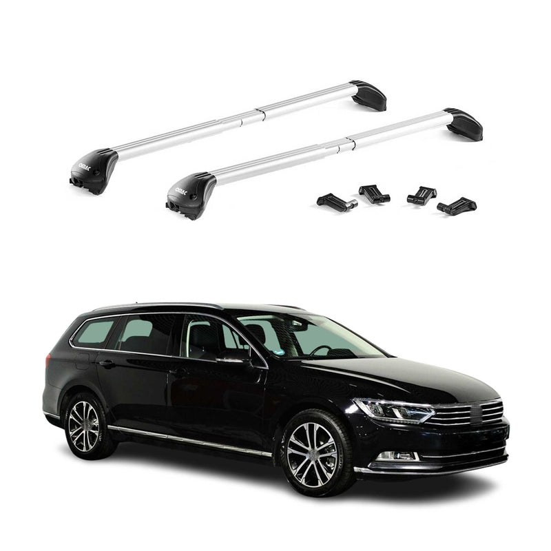 Barres de toit transversales pour VW Passat Break B8 2015-2025 Alu Gris 2x ABE